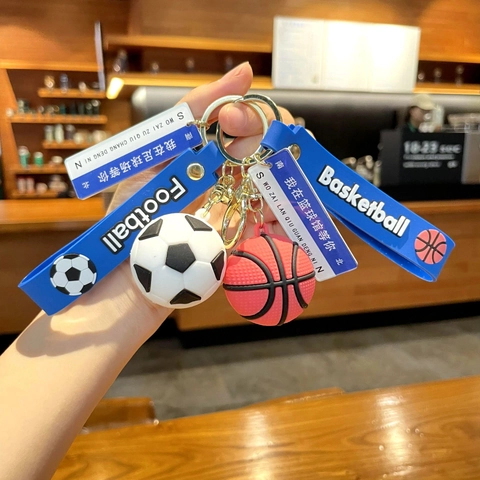 Portachiavi Palla Sport 3D Basket Calcio Rugby Cinturino Silicone Gancio Metallo Zaino Borsa Fascino Souvenir Accessorio