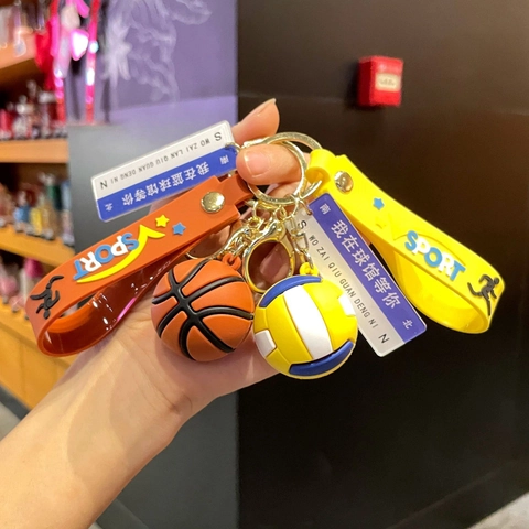 Portachiavi Palla Sportiva Cinturino In Silicone Pallacanestro Calcio Tennis Baseball Ciondolo Regalo Novità