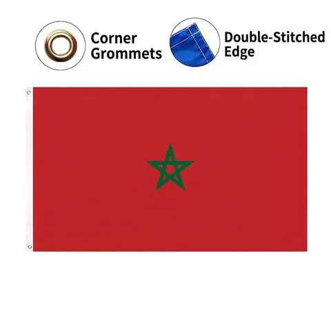Marokko Nationale Vlag Polyester Banner Met Messing Oogjes Dubbel Gestikt UV-Bestendig Voor Outdoor Indoor Wereldbeker Fans