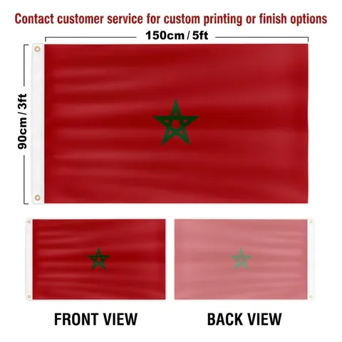 Bandiera Nazionale Del Marocco Striscione In Poliestere Con Occhielli In Ottone Doppia Cucitura Resistente Ai Raggi UV Per Fan Del Mondiale