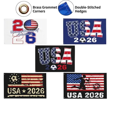 2026 USA Soccer Football Fan Flag Polyester Decorative Banner With Brass Grommets For Outdoor Sports Event Commemorative National Celebration
