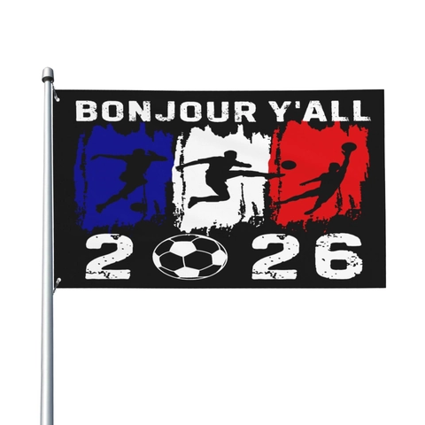Frankreich Fan Flagge Fußball Welt 2026 Dekorative Banner Polyester Verblasst Nicht Indoor Outdoor Doppelt Genäht Ösen