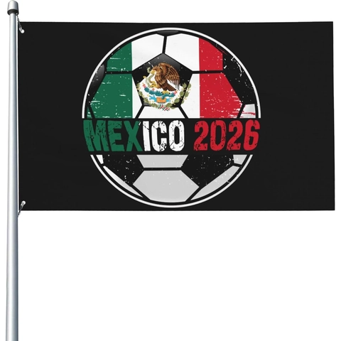Mexico 2026 Football Flag Polyester Banner For Fans Sports Events Decorative With Metal Grommets