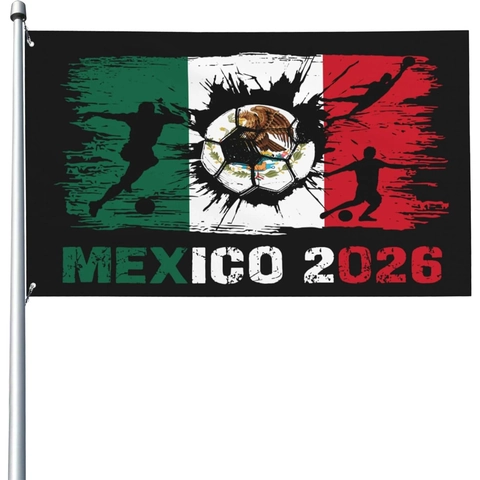 Mexico 2026 Football Flag Polyester Banner For Fans Sports Events Decorative With Metal Grommets