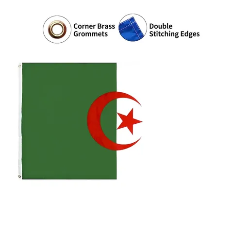 Algerije Nationale Vlag Polyester Banner Met Messing Oogjes UV Bestendig Dubbel Gestikt Outdoor Sport Fans Decor