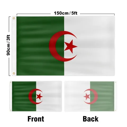 Algerije Nationale Vlag Polyester Banner Met Messing Oogjes UV Bestendig Dubbel Gestikt Outdoor Sport Fans Decor