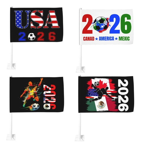 Autofensterflagge Polyester Kunststoffmast 2026 Weltmeisterschaft Fußball Sportereignis Fahrzeugdekoration Fan Unterstützung Patriotisch