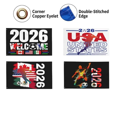 Pancarta Temática de Fútbol Moderno Bandera de Poliéster Con Ojales Patrón de Bandera Nacional Silueta Atlética Para Celebración de Eventos Deportivos Aficionados