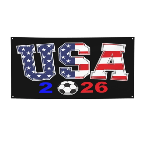 USA 2026 Voetbal Decoratieve Banner Polyester Buitenomheining Hangende Vlag Sportevenement Fan Ondersteuning Achtergrond