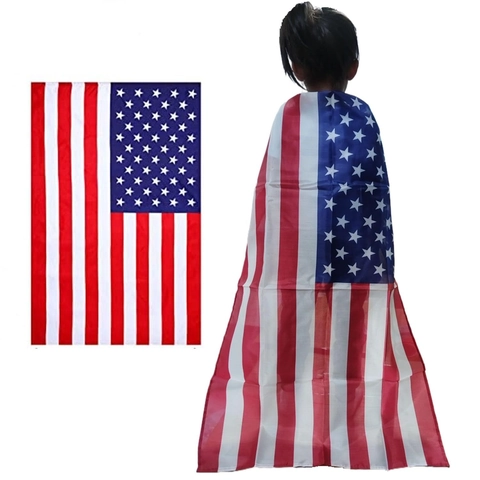 USA Flagge Umhang Kap Für Kinder Polyester Sterne Und Streifen Für Unabhängigkeitstag Sportveranstaltungen Feier