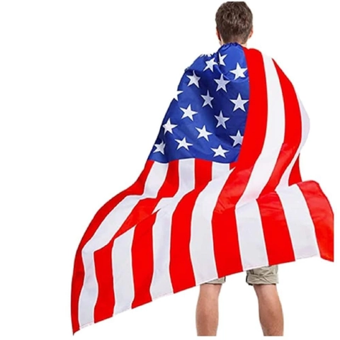Amerikaanse Vlag Cape Draagbaar Polyester Sterren En Strepen Patroon Voor Onafhankelijkheidsdag Sportevenementen National