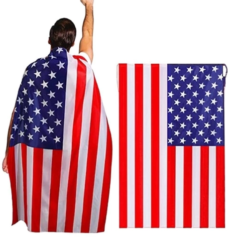 Amerikaanse Vlag Cape Draagbaar Polyester Sterren En Strepen Patroon Voor Onafhankelijkheidsdag Sportevenementen National