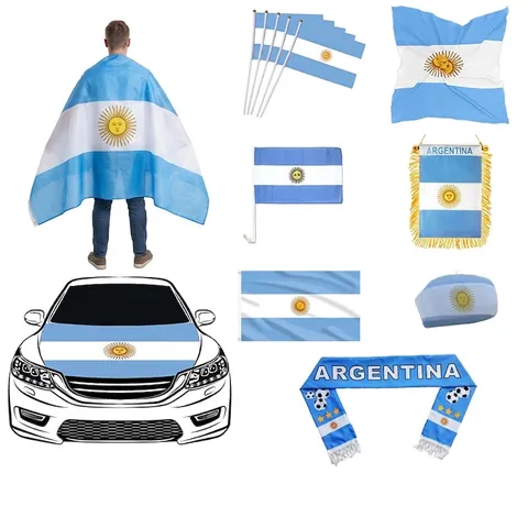 Argentina National Flag Polyester Soccer Fan Cheering Banner Fade Resistant Vivid Color For World Cup Sports Outdoor