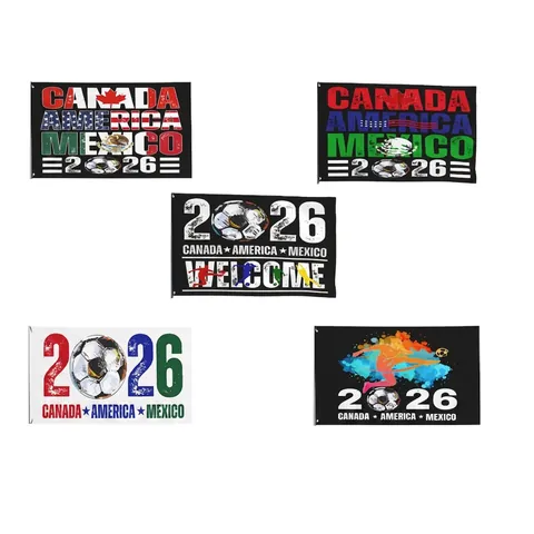 Football Event Flag Banner Polyester With Brass Grommets United Host Countries Theme Decorative Sports Fan Accessory