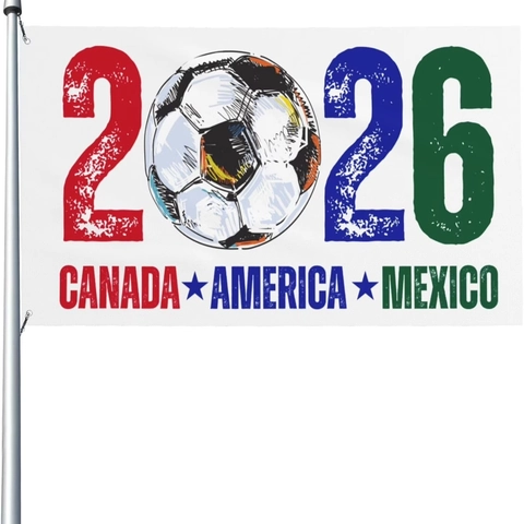 Football Event Flag Banner Polyester With Brass Grommets United Host Countries Theme Decorative Sports Fan Accessory