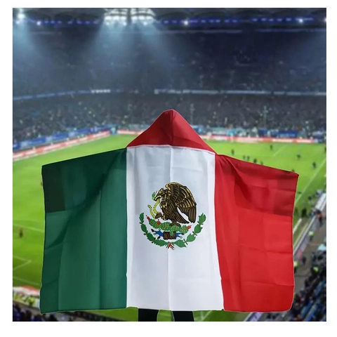 Mexiko Nationalflagge Fußballfan Kapuzenumhang Schal Handfahnen Auto Motorhaubenabdeckung Sportspiel Dekozubehör