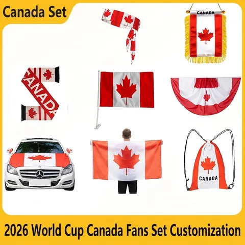 Kanada Fußball Fan Polyester Schultertuch Flagge Schal Kordelzugbeutel Auto Motorhaube Banner Für Fußballspiele Sport Feier