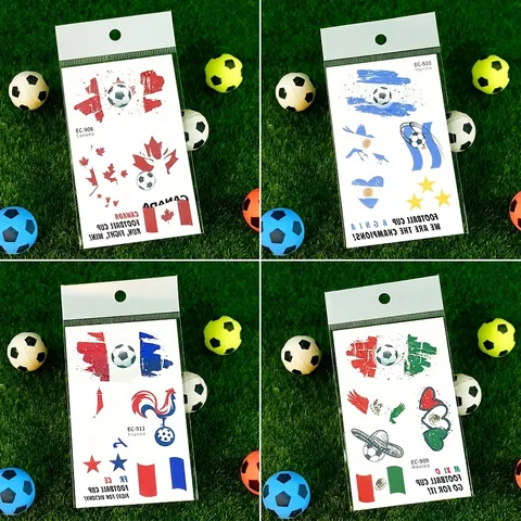 Temporary Tattoo Stickers National Flag Soccer Theme Waterproof Body Face Art For Sports Fans Party