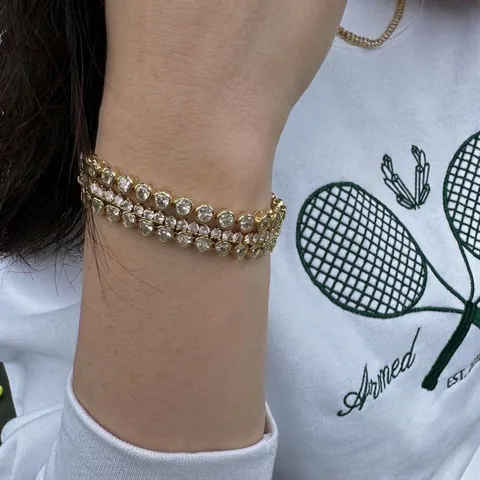 Tennis Bracelet Stainless Steel Cubic Zirconia Heart Round Shape Waterproof Hypoallergenic Elegant Fashion Jewelry Women