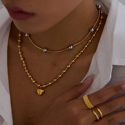 Collana Con Ciondolo A Cuore In Acciaio Inossidabile Placcato Oro 18K Impermeabile Ipoallergenico Gioielli Moda Donna