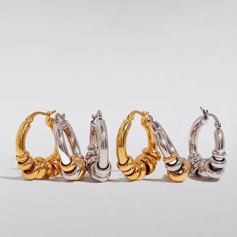 Stainless Steel Hoop Earrings Mixed Color Multi Ring Minimalist Waterproof Hypoallergenic Jewelry For Women
