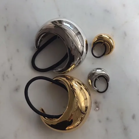 Stainless Steel Ponytail Holder Elastic Hair Tie For Women Minimalist Metal Cuff Hair Accessories Waterproof Polished