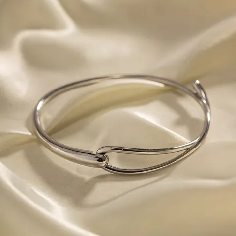 Minimalistischer Edelstahl Armreif Für Damen Moderner Polierter Offener Kreisförmiger Armband Mode Schmuck INS Stil Accessoire