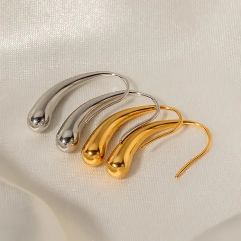 Boucles D'oreilles Goutte D'eau Acier Inoxydable Plaque Or Vide Irrégulier Minimaliste Bijoux De Mode Pour Femmes