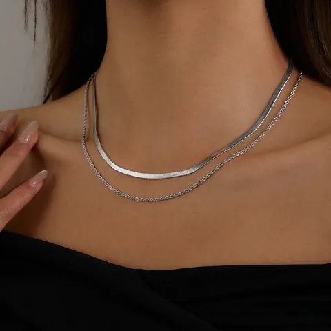 Snake Chain And Twist Rope Chain Necklace Stainless Steel Waterproof Non-Fading Fashion Jewelry For Women