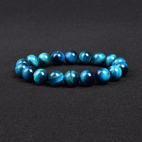 Natürliches Tigerauge Perlenarmband Rundes Edelstein Katzenaugeneffekt Elastische Handkette Schmuck Geschenk Für Herren Damen