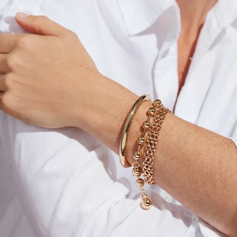 Bracciale E Manchette A Sfere Da Donna Lucidato A Specchio Placcato Oro Perle Tonde Geometriche Gioielli Di Moda Accessorio