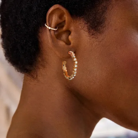 Roestvrij Stalen 18K Vergulde Creolen Voor Dames Minimalistische Ronde Witte Strass Cirkel Oorbellen Sieraden Cadeau