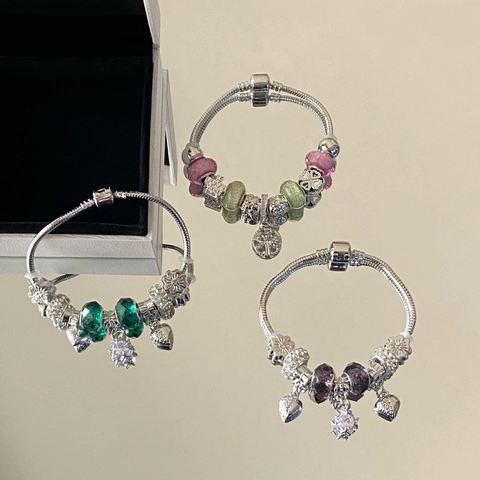 Westlicher Stil Legierung Charm Armband Für Damen Stern Mond Herz Anhänger Schlangenkette DIY Glas Strass Perlen Armband Mode Schmuck Geschenk