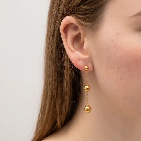 Orecchini Pendenti In Acciaio Inossidabile Placcati Oro 18K Con Perle Graduate Gioielli Minimalisti Alla Moda