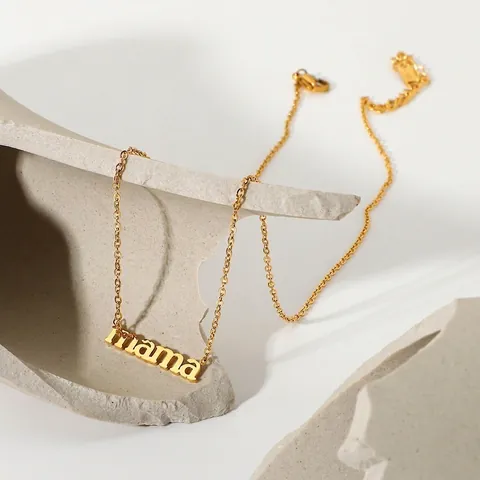 Mama Lettering Pendant Necklace 18K Gold Plated Stainless Steel Minimalist Jewelry For Women Mother Gift