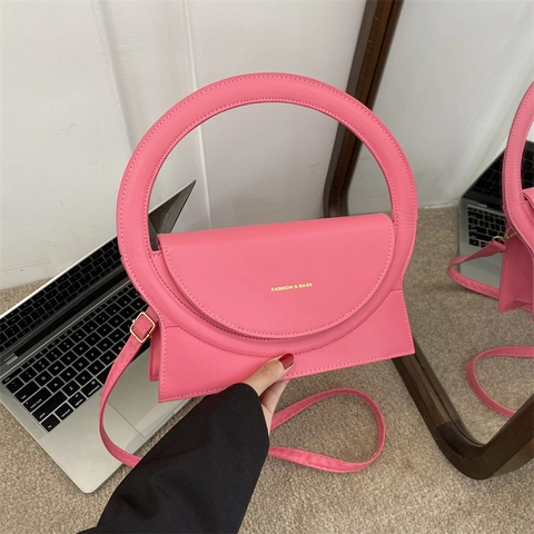 Borsa A Mano Minimalista In Pelle PU Con Grande Manico Rotondo Borsa A Tracolla Con Patta Per Donna Alla Moda Versatile Tinta Unita