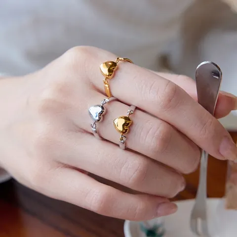 Anillo Con Ciondolo A Cuore In Acciaio Inossidabile Minimalista Impermeabile Ipoallergenico Gioielli Per Donna