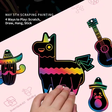Set de Arte para Rascar de Arco Iris para Niños Papel de Dibujo Creativo DIY Kits de Manualidades