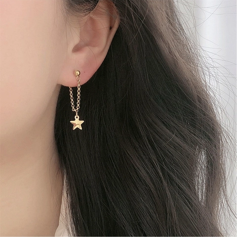 Orecchini Stella Catena Nappa Rame Placcato Oro 18K Con Perno Argento Sterling 925 Gioielli Vintage Donne