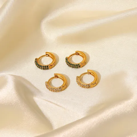 Mode Roestvrij Staal Strass Oorknopen Voor Dames Vergulde Geometrische Huggie Oorbellen Sieraden Cadeau