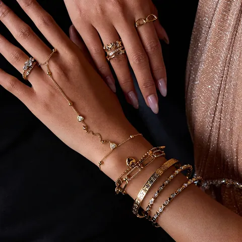 Bracelet À Pendentif Cœur En Acier Inoxydable Pour Femmes Plaqué Or 18K Chaîne À Billes Étanche Hypoallergénique Bijoux