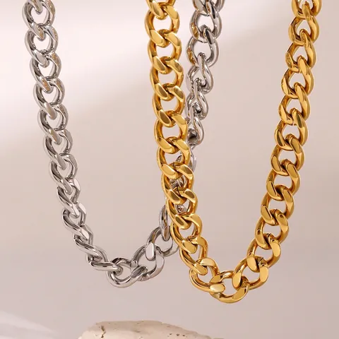 Edelstahl Panzerkette Halskette Hochglanzpoliert Wasserdicht Hypoallergen Minimalistischer Schmuck Für Damen