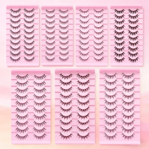 False Eyelashes Synthetic Fiber Transparent Fishing Line Band Natural Cross Long Voluminous Cosplay Makeup Black