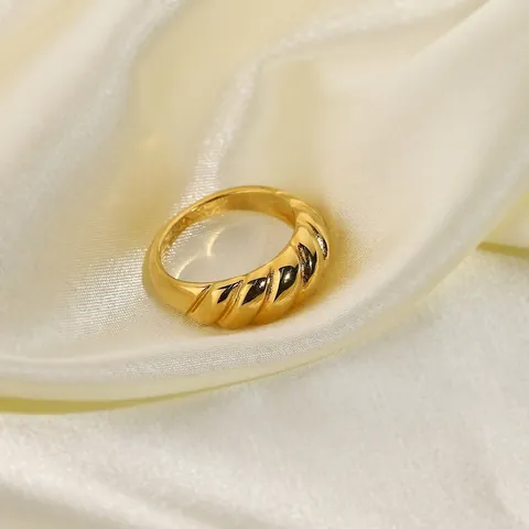 Croissant Ring 18K Gold Plated Stainless Steel Twisted Chunky French Ins Style Jewelry Gift For Women