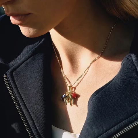 Boze Oog Ketting Roestvrij Staal Verguld Geluksamulet Hoefijzer Olifant Vis Hanger Boho Mode-Sieraden Vrouwen