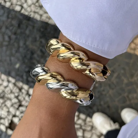 Chunky Twisted Cable Open Cuff Bangle Stainless Steel Metallic High Polish Minimalist Fashion Jewelry For Elegant Women