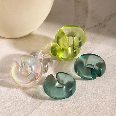 Chubby C-Shaped Ear Clips Resin Thick Transparent Jelly Cute Simple INS Style Non-Pierced Earrings For Women