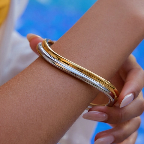 Bracciale Semplice In Acciaio Al Titanio Per Donne Popolare Bracciale In Acciaio Inossidabile 18k