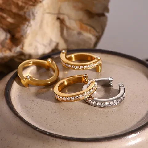 Verstelbare Open Ring Roestvrij Staal Zirkonia Ingelegd Modieuze Eenvoudige Stijl Hoogwaardige Duim Sieraden Vrouwen