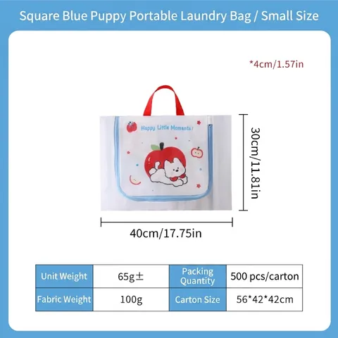 Sac à Linge en Maille Fine de Polyester Organisateur de Voyage Tridimensionnel Avec Poignée Sac de Protection Lavage Imprimé Chien Pomme